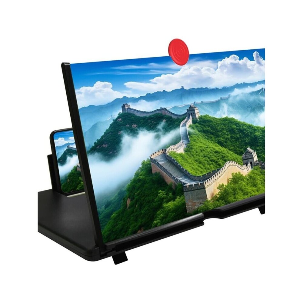 12 3D HD Phone Screen Magnifier with Foldable Stand - Portable Eye Comfort